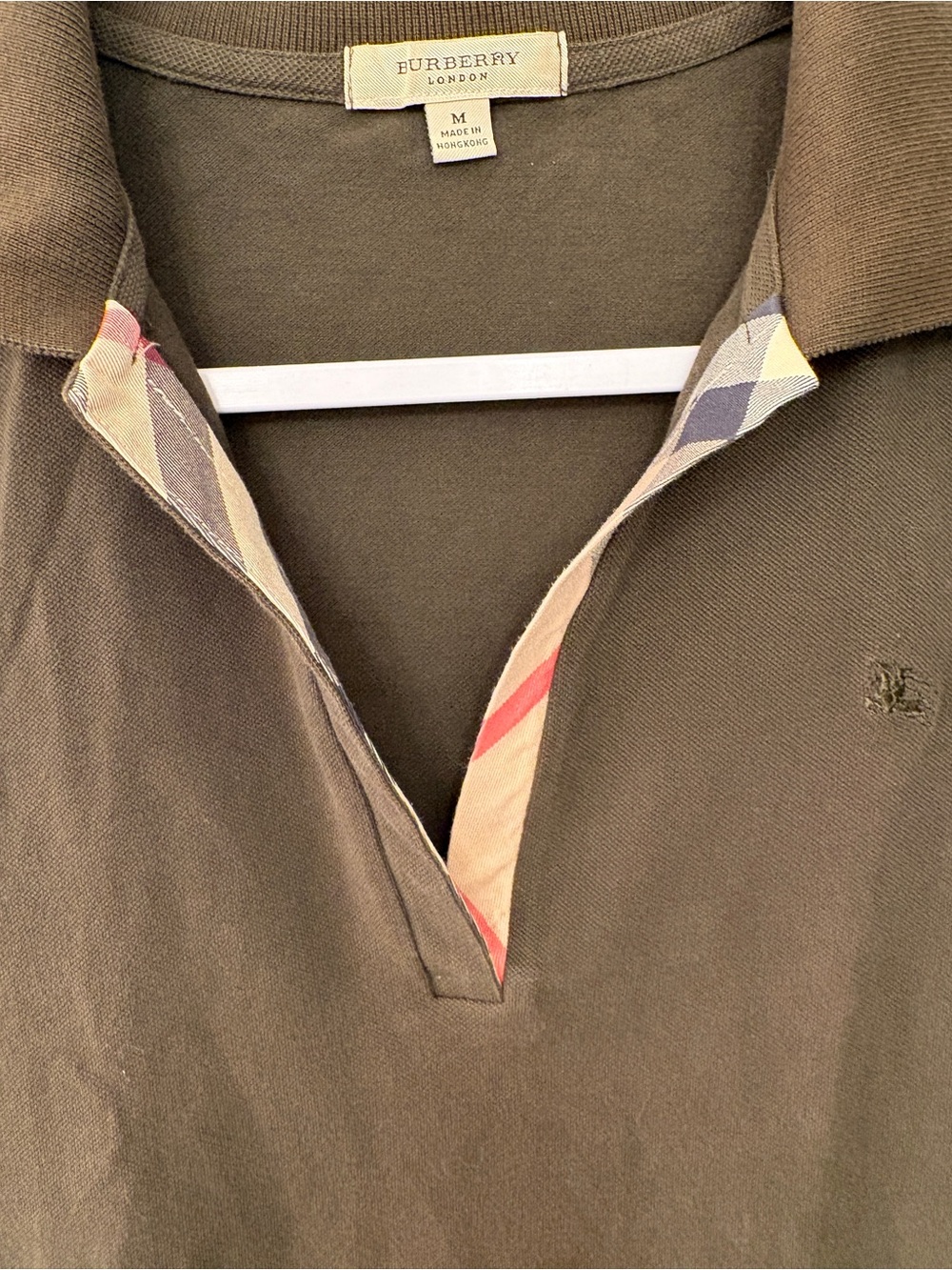 Burberry 3/4 Sleeve Olive Polo Shirt - Picture 4 of 7